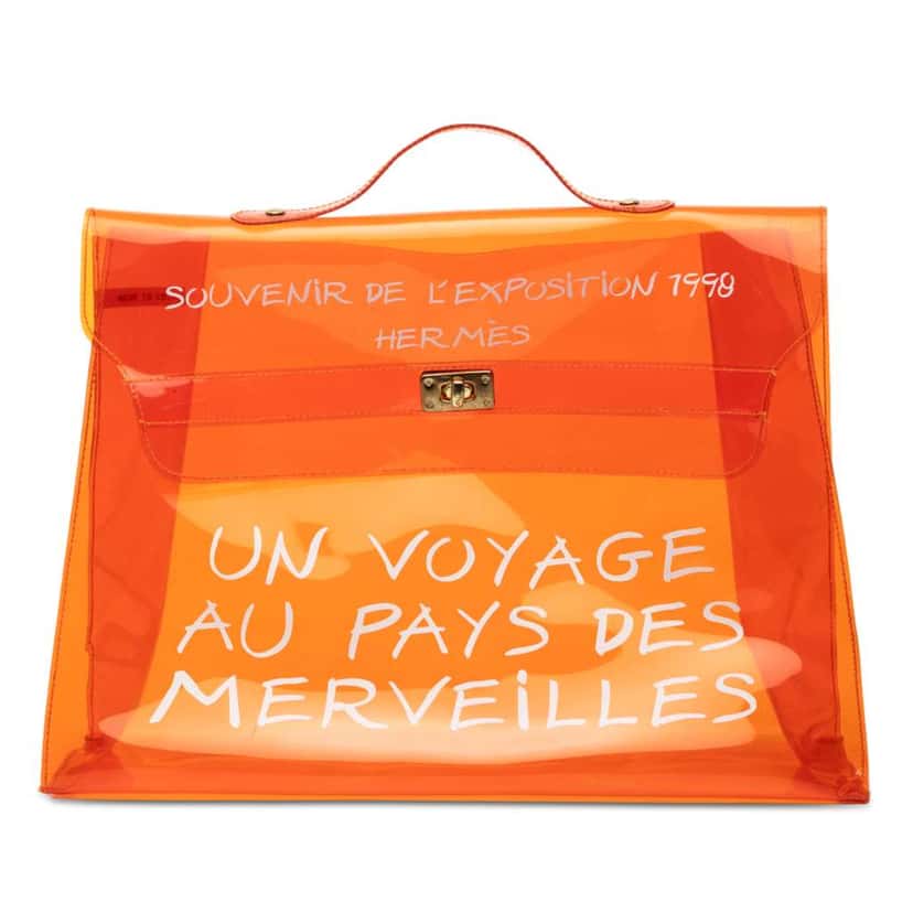 Hermès Vinyl Souvenir De L Exposition Kelly Handbag Orange Good condition - Front View