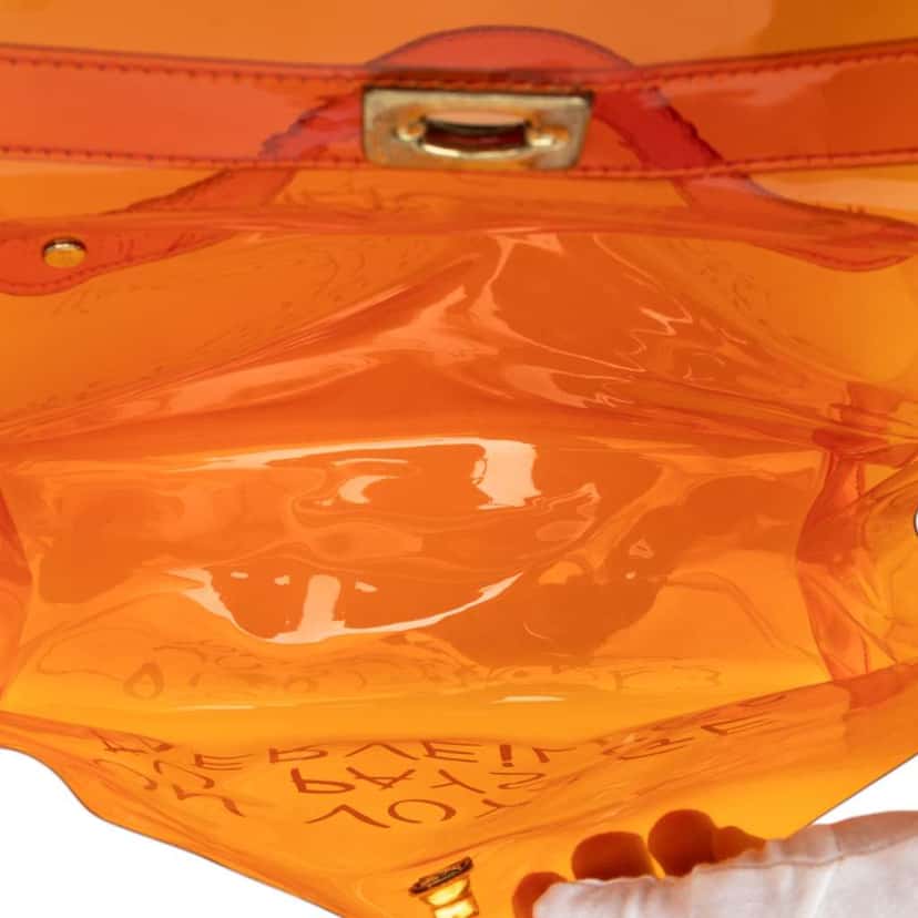 Hermès Vinyl Souvenir De L Exposition Kelly Handbag Orange Good condition - Model View