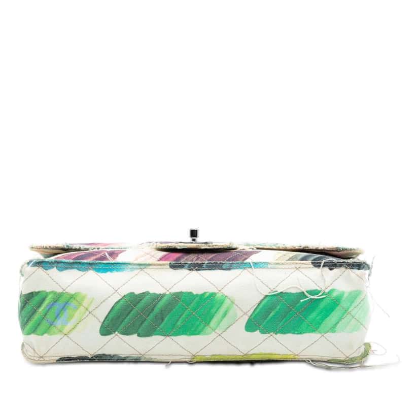 Chanel Jumbo Canvas Classic Colorama Single Flap White Canvas Good condition - Inside View