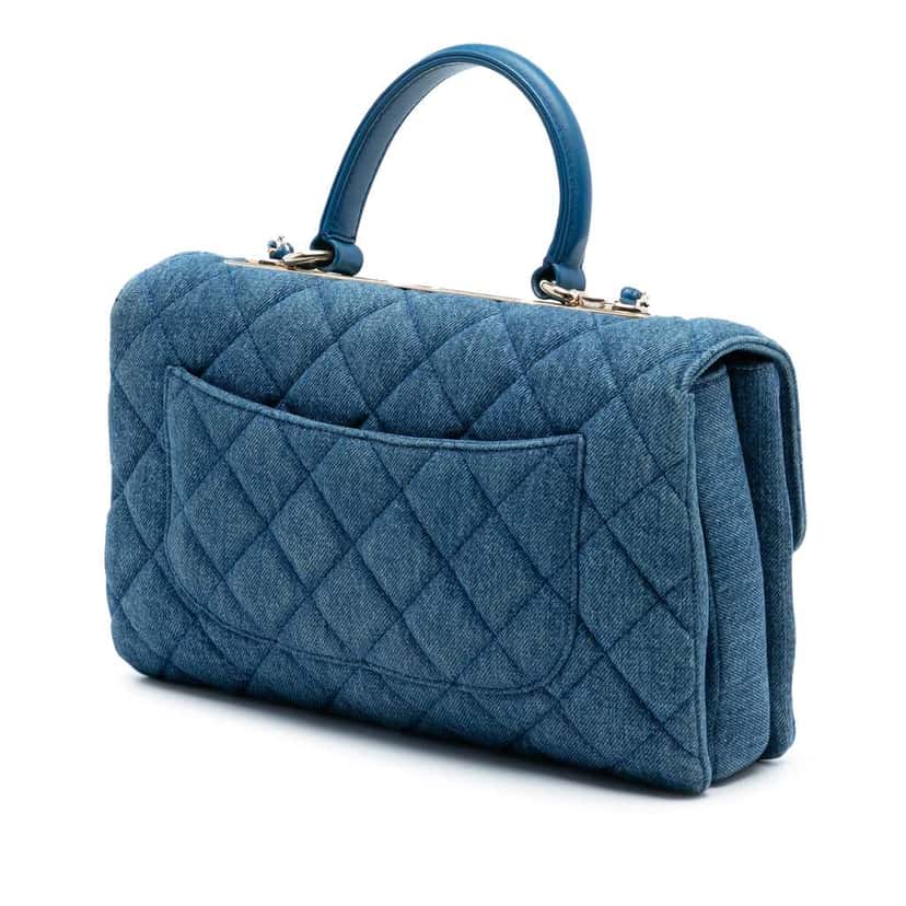 Chanel Medium Denim Trendy CC Top Handle Bag Blue Leather Good condition - Back View