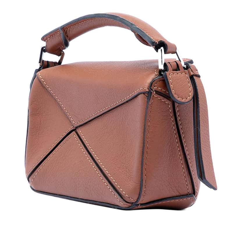 Loewe Nano Calfskin Puzzle Satchel Brown Leather Good condition - Back View