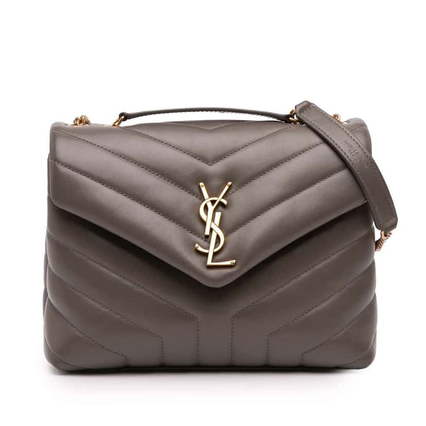 Saint Laurent Small Quilted Leather Monogram LouLou Shoulder Bag Brown Leather Good condition - Front View