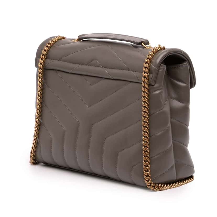 Saint Laurent Small Quilted Leather Monogram LouLou Shoulder Bag Brown Leather Good condition - Back View