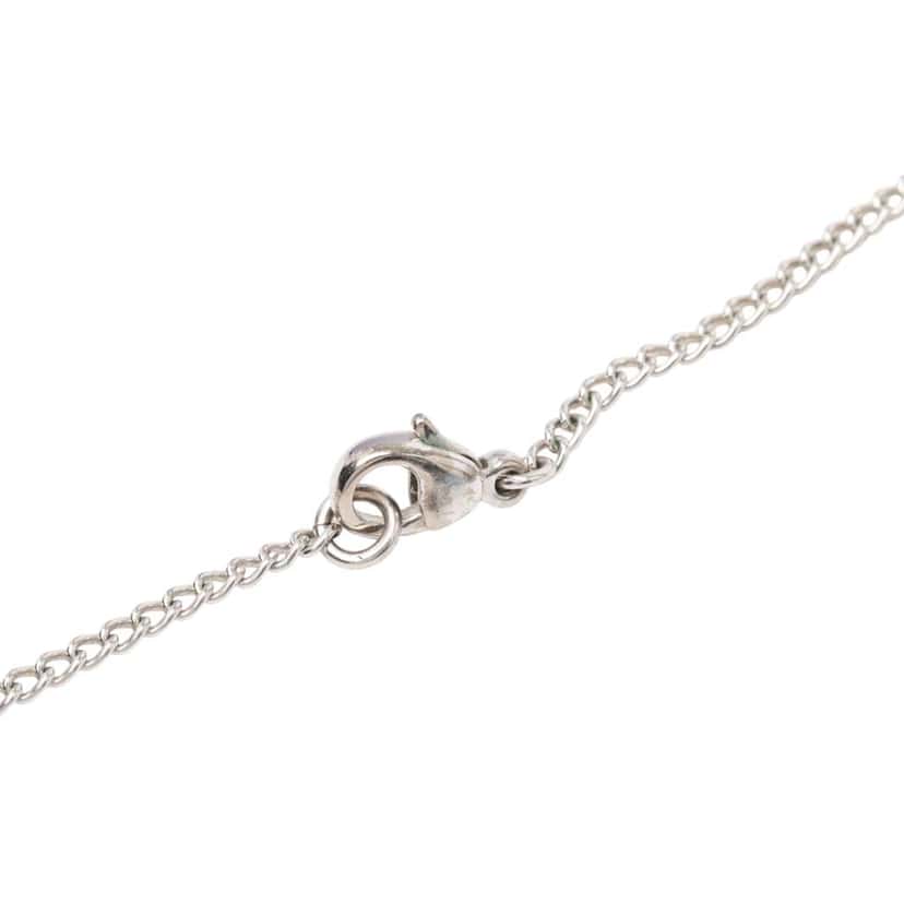 Chanel Silver Plated Textured CC Pendant Necklace Silver Metal Very good condition - Model View