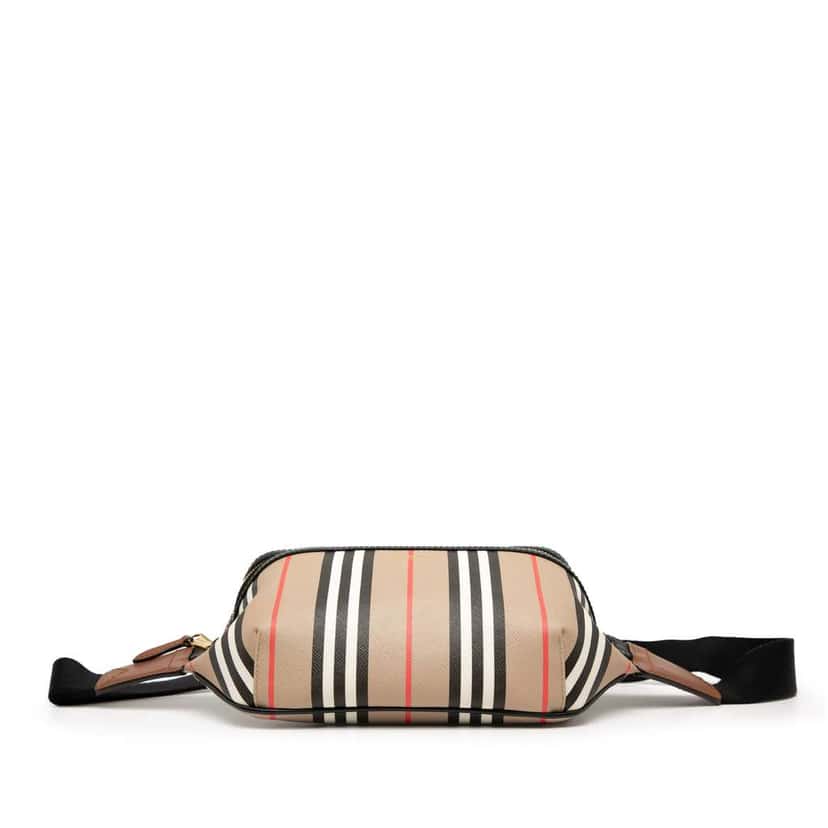 Burberry Icon Stripe Coated Canvas Sonny Belt Bag Brown Canvas Very good condition - Inside View