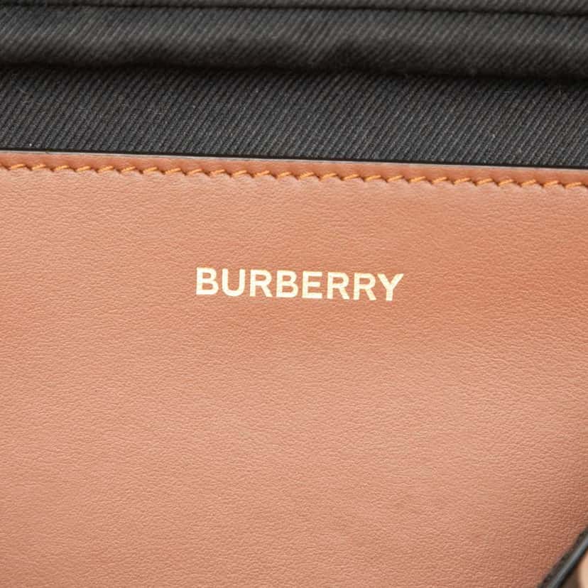 Burberry Icon Stripe Coated Canvas Sonny Belt Bag Brown Canvas Very good condition - Box View