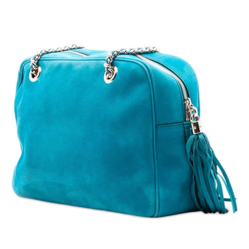 Gucci Nubuck Soho Chain Shoulder Bag Blue Leather Good condition - Back View