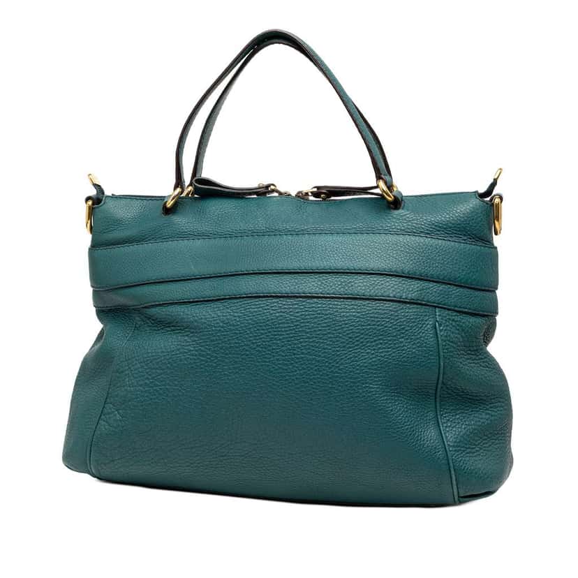 Gucci Medium Leather Ride Top Handle Bag Green Leather Very good condition - Back View
