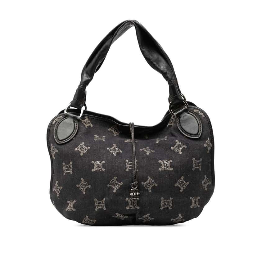 Celine Macadam Denim Bittersweet Hobo Bag Black Denim Very good condition - Front View