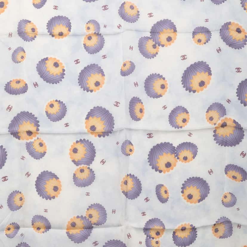 Chanel CC Logo Hot Air Balloon Parachute Silk Scarf Purple Silk Good condition - Back View