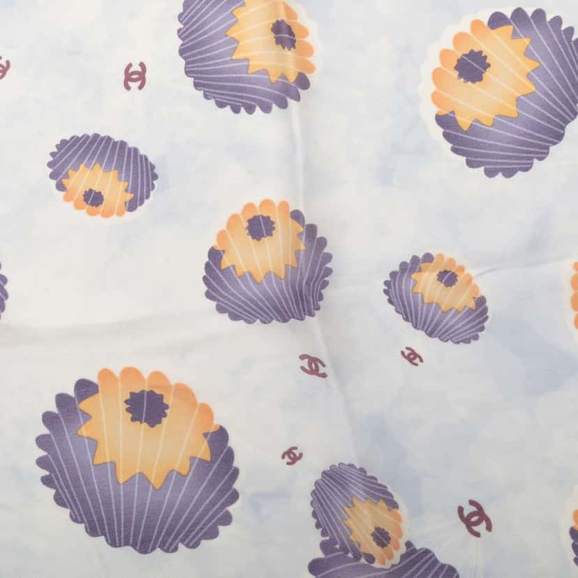 Chanel CC Logo Hot Air Balloon Parachute Silk Scarf Purple Silk Good condition - Inside View