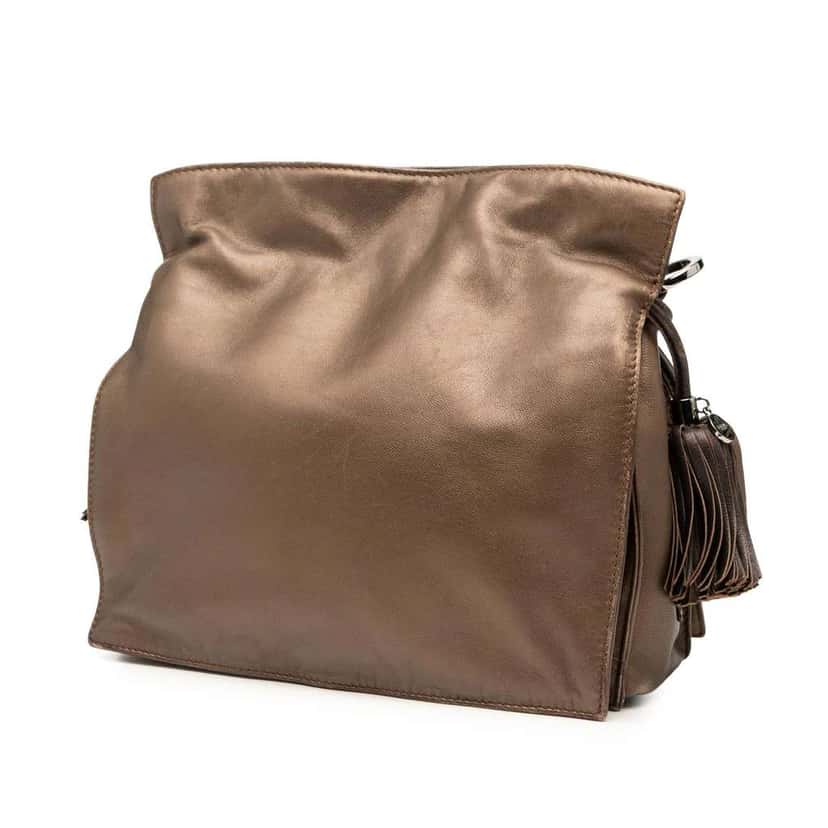 Loewe Nappa Flamenco Tassel 22 Crossbody Brown Leather Good condition - Back View