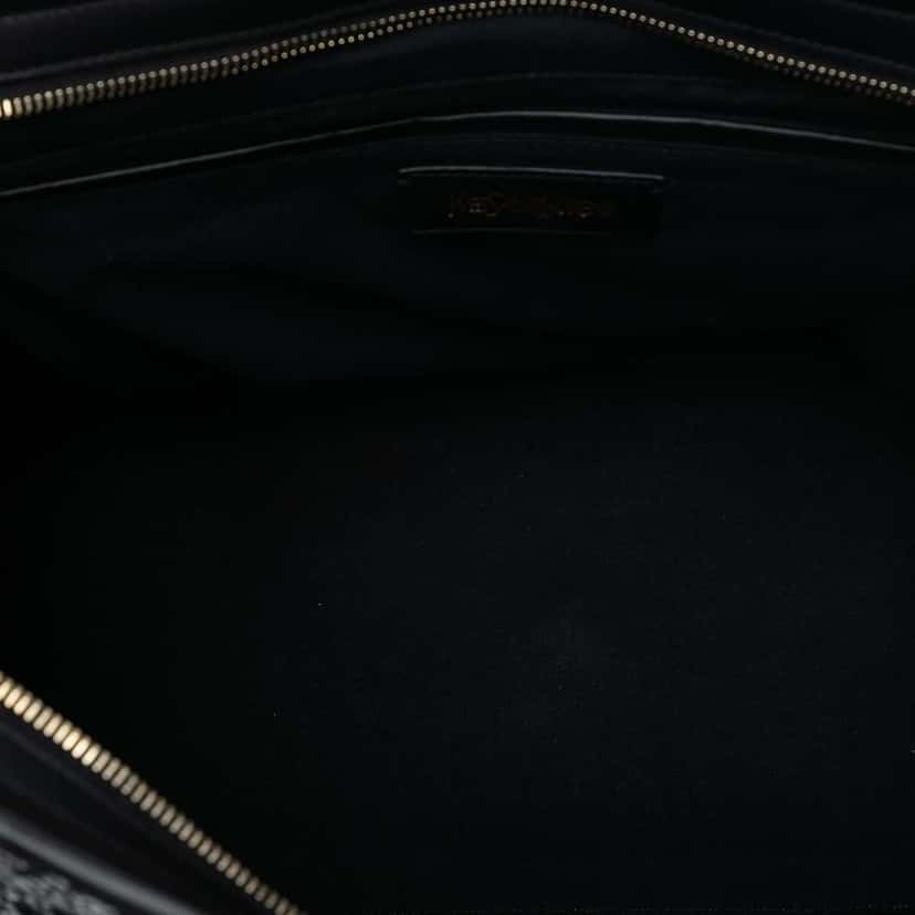 Saint Laurent Large Leather and Braided Vinyl Cabas Chyc Satchel Black Leather Good condition - Model View