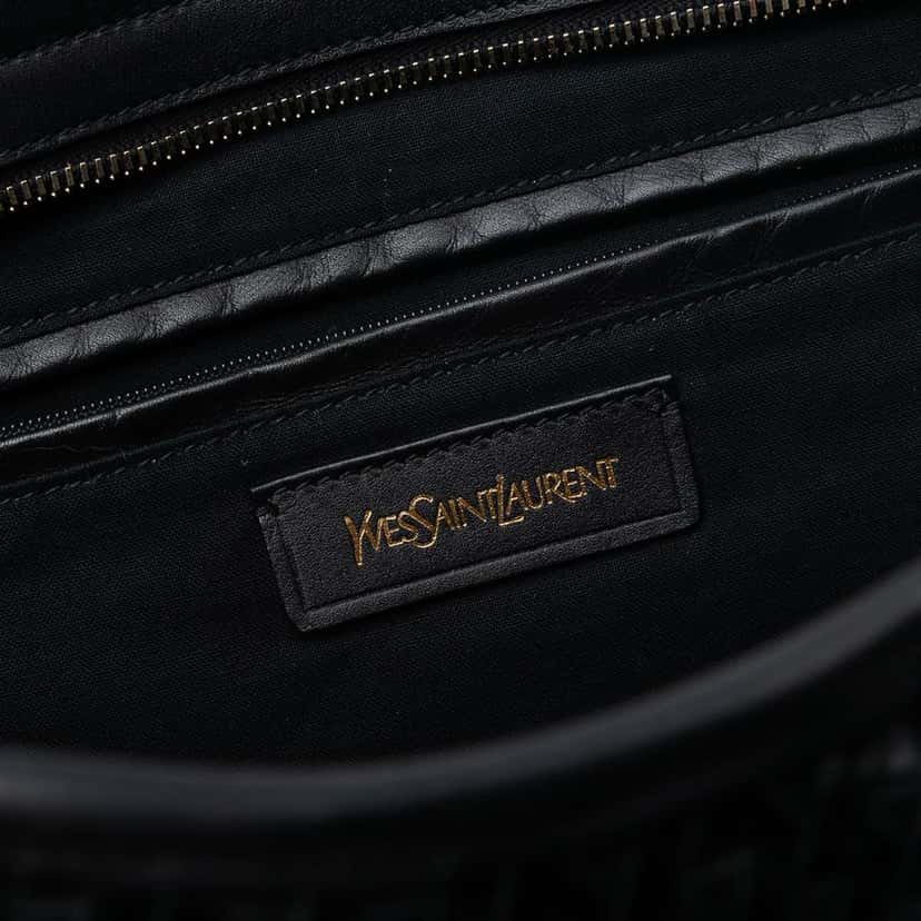 Saint Laurent Large Leather and Braided Vinyl Cabas Chyc Satchel Black Leather Good condition - Box View