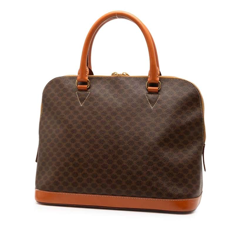 Celine Macadam Coated Canvas Handbag Brown Canvas Good condition - Back View