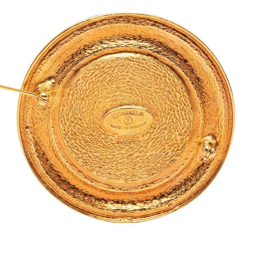 Chanel Gold Plated 31 Rue Cambon Round Brooch Gold Metal Very good condition - Inside View