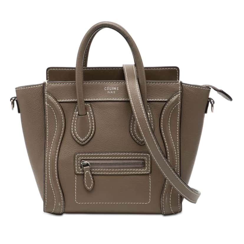 Celine Nano Leather Luggage Tote Brown Leather Good condition - Front View