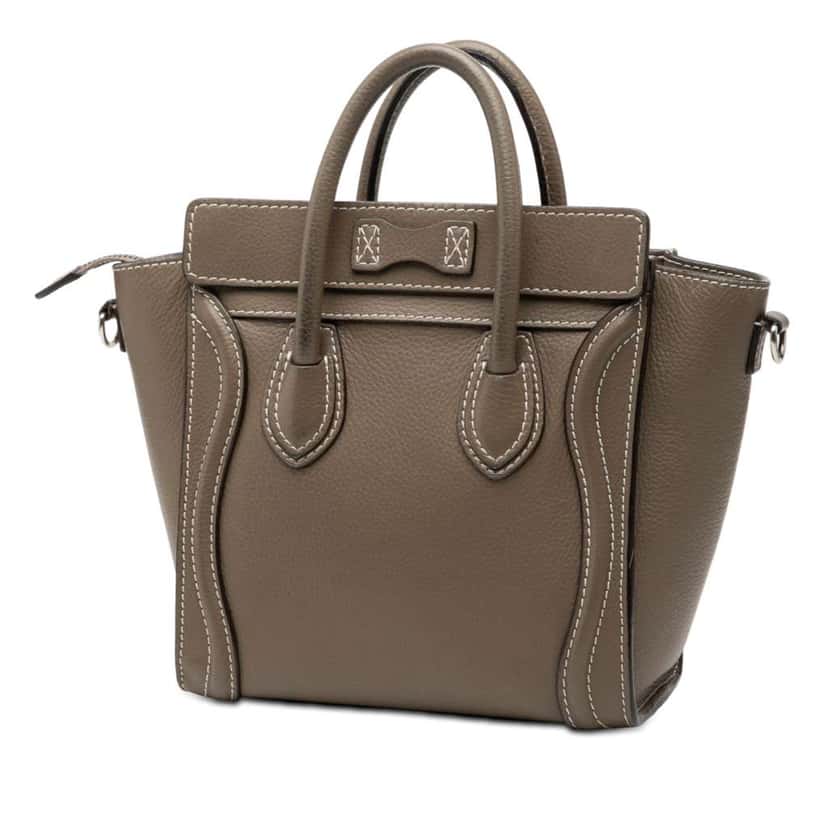Celine Nano Leather Luggage Tote Brown Leather Good condition - Back View
