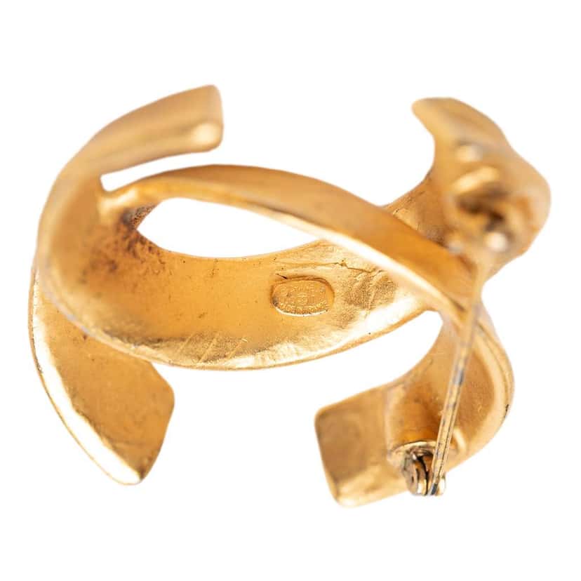 Chanel CC Gold Plated Logo Brooch Gold Metal Good condition - Inside View