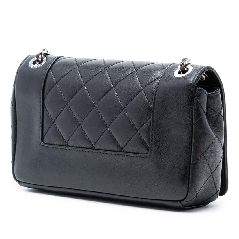 Chanel Small Lambskin Mademoiselle Flap Black Leather Good condition - Back View