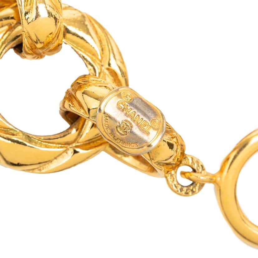 Chanel Gold Plated Quilted Chain Link Bracelet Gold Metal Good condition - Box View