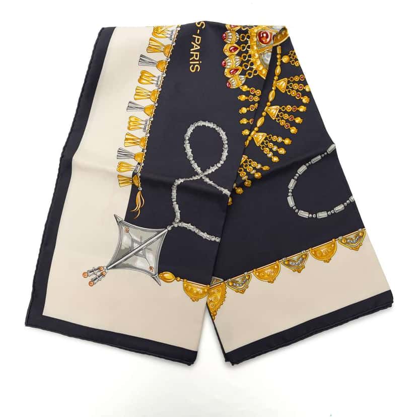 Hermès Parures des Sables Silk Scarf Blue Silk Good condition - Front View