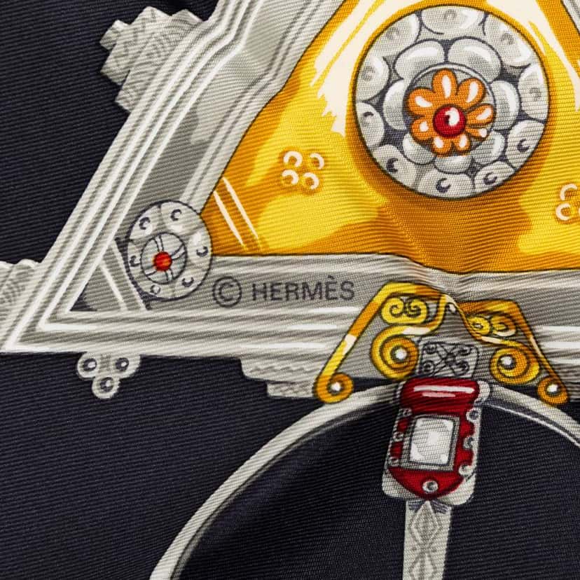 Hermès Parures des Sables Silk Scarf Blue Silk Good condition - Box View