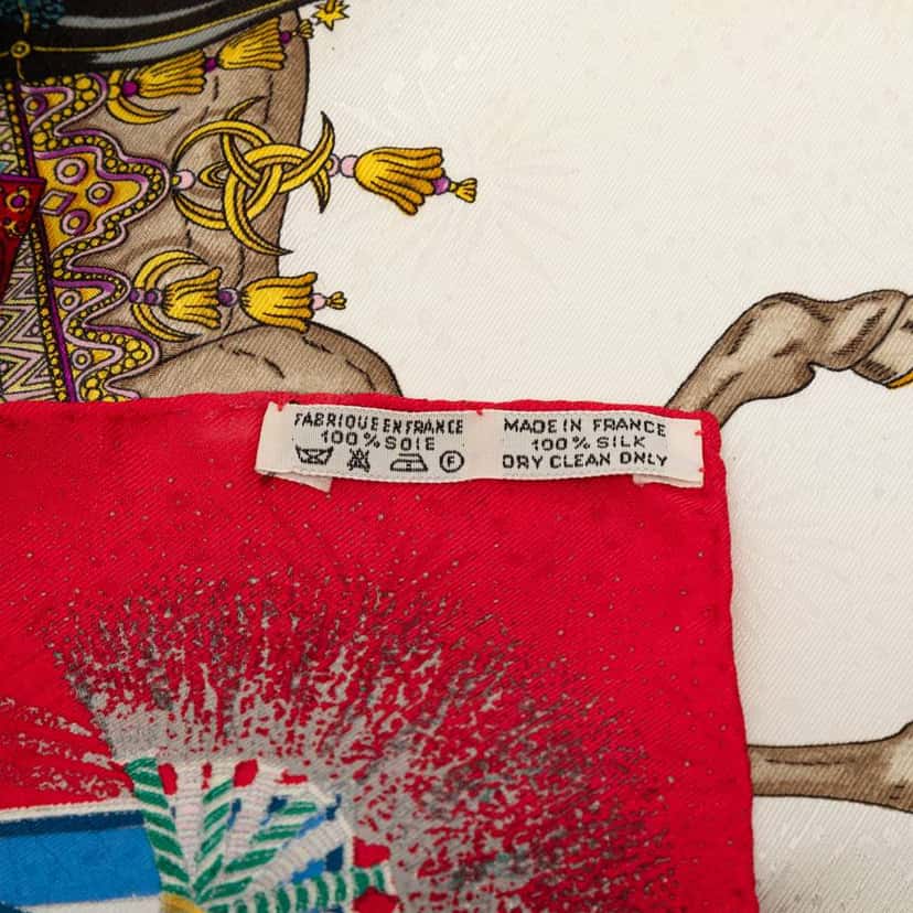 Hermès Feux d Artifice Silk Scarf 90 White Silk Good condition - Model View