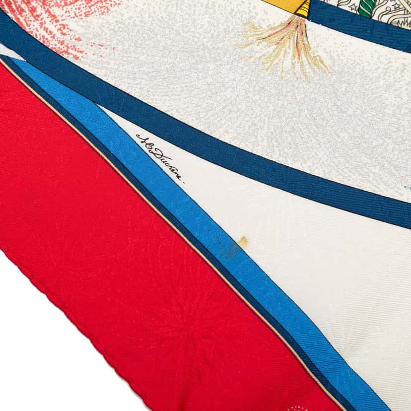 Hermès Feux d Artifice Silk Scarf 90 White Silk Good condition - Box View