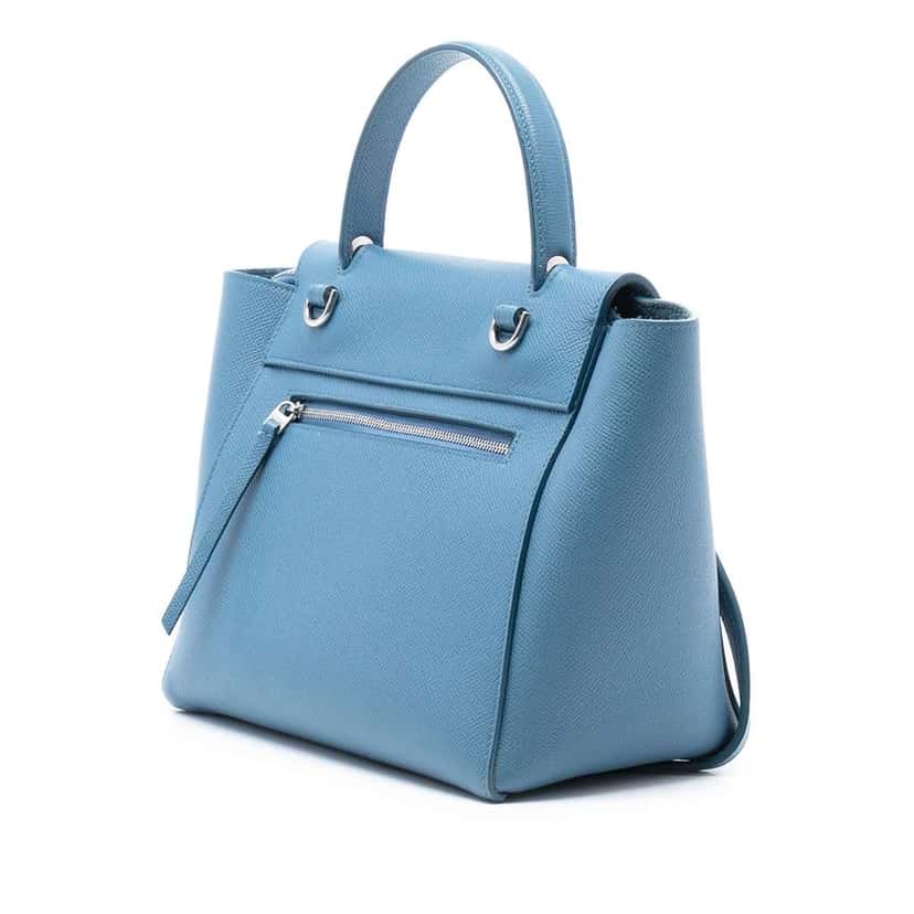Celine Micro Grained Calfskin Belt Bag Blue Leather Very good condition - Back View