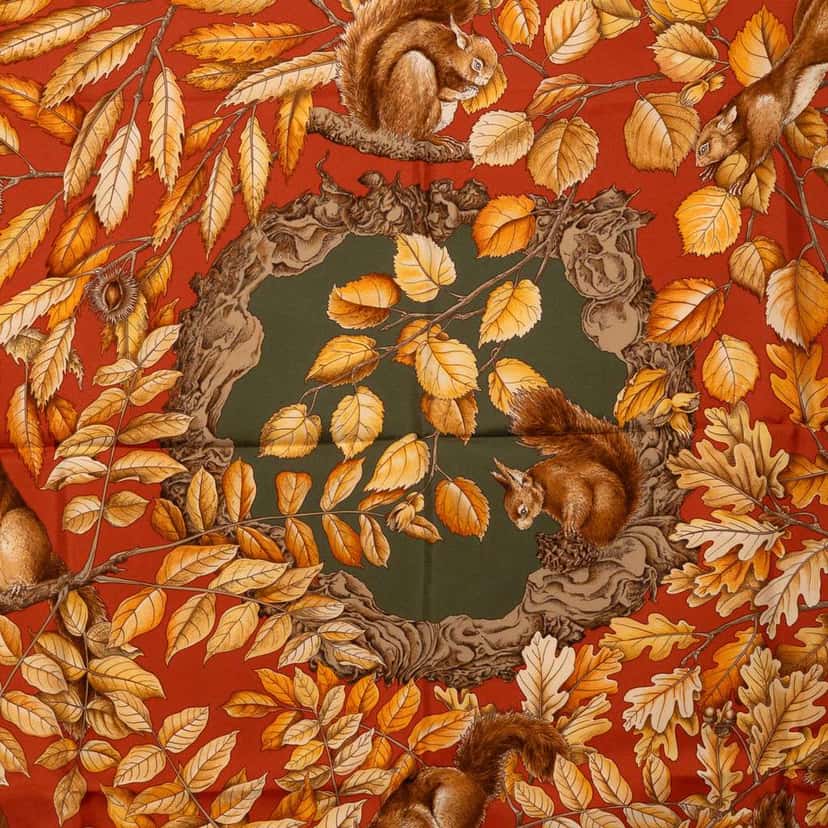 Hermès Casse Noisette Silk Scarf 90 Orange Silk Very good condition - Back View