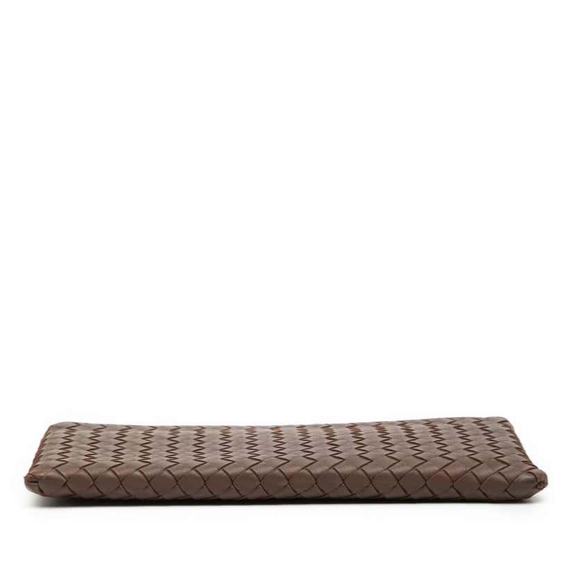 Bottega Veneta Nappa Intrecciato Zip Pouch Brown Leather Very good condition - Inside View