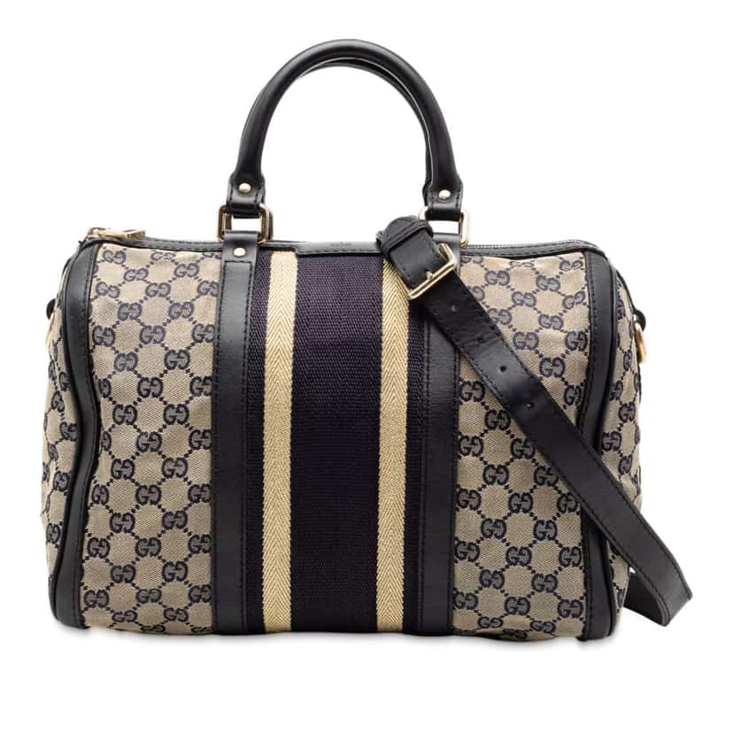 Gucci Medium GG Canvas Web Joy Boston Bag Brown Canvas Fair condition - Front View