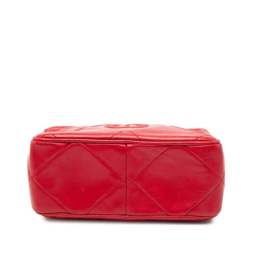 Chanel CC Quilted Lambskin Tassel Camera Bag Red Leather Good condition - Inside View