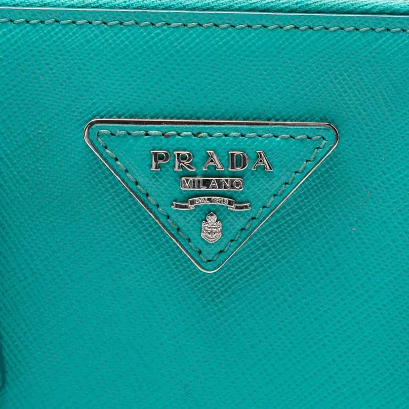 Prada Small Saffiano Lux Galleria Double Zip Satchel Blue Leather Very good condition - Box View