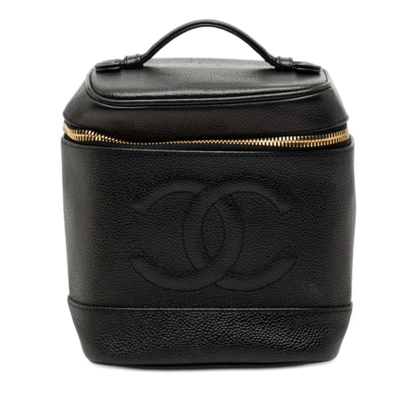 Chanel CC Caviar Vanity Bag Black Leather Very good condition - Front View