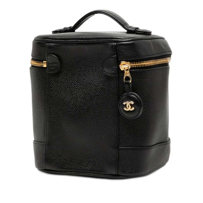 Chanel CC Caviar Vanity Bag Black Leather Very good condition - Back View