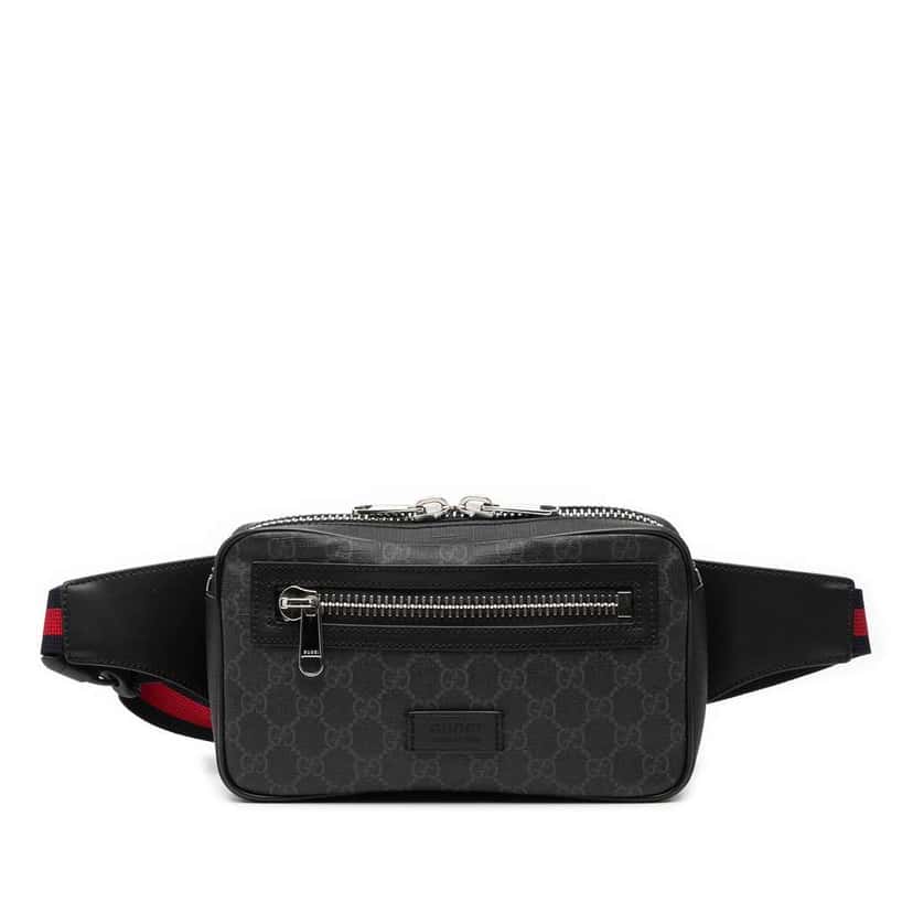 Gucci GG Supreme Web Belt Bag Black Canvas Good condition - Front View
