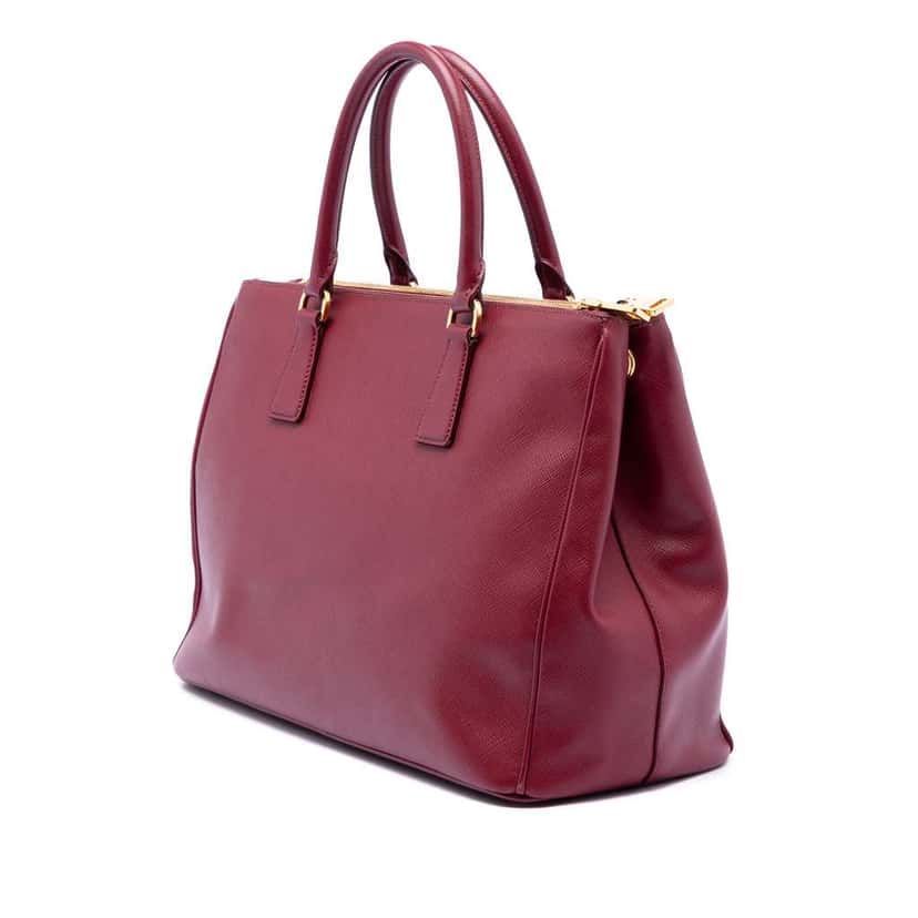 Prada Saffiano Lux Galleria Double Zip Front Pocket Satchel Red Leather Very good condition - Back View
