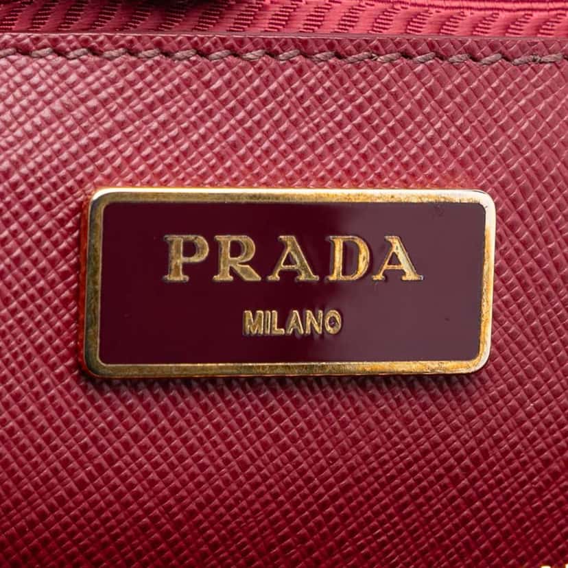 Prada Saffiano Lux Galleria Double Zip Front Pocket Satchel Red Leather Very good condition - Box View
