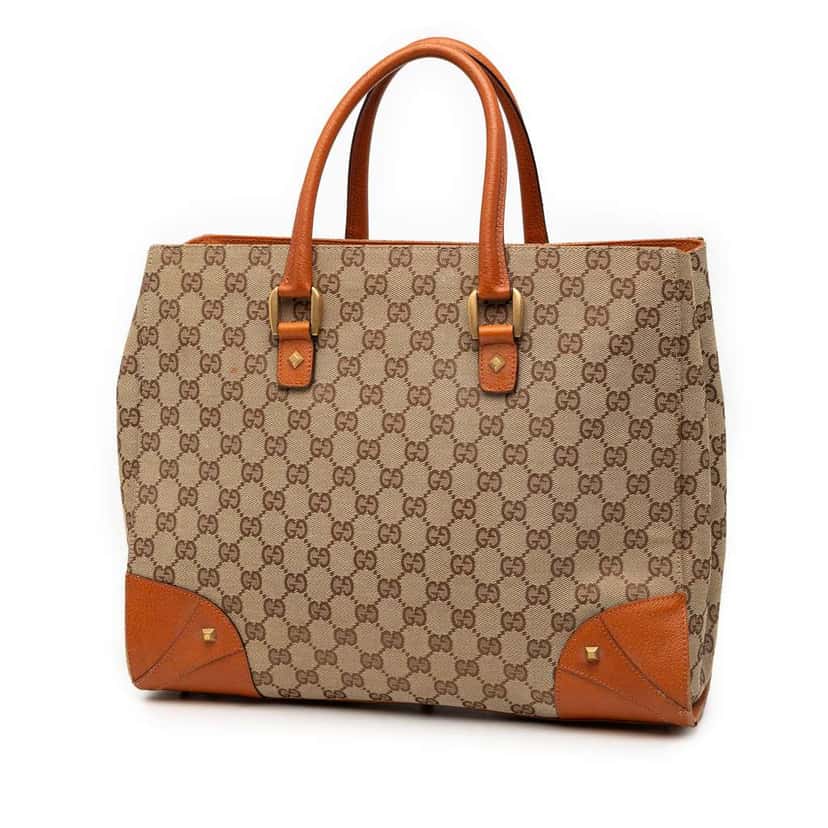 Gucci GG Canvas Nailhead Handbag Brown Canvas Good condition - Back View