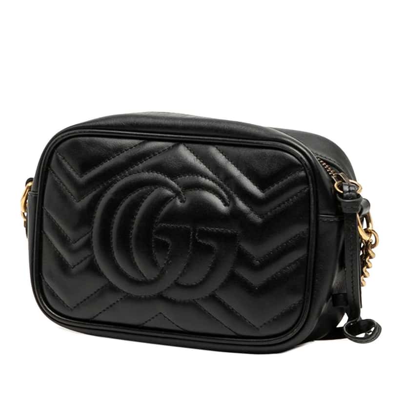 Gucci Mini GG Marmont Matelasse Leather Crossbody Black Leather Fair condition - Back View
