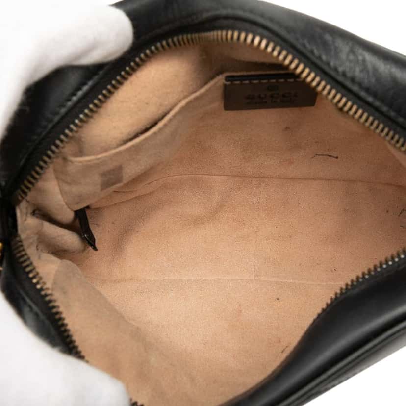Gucci Mini GG Marmont Matelasse Leather Crossbody Black Leather Fair condition - Model View