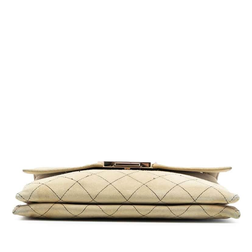 Chanel Quilted Suede Retro Label Flap Brown Leather Very good condition - Inside View