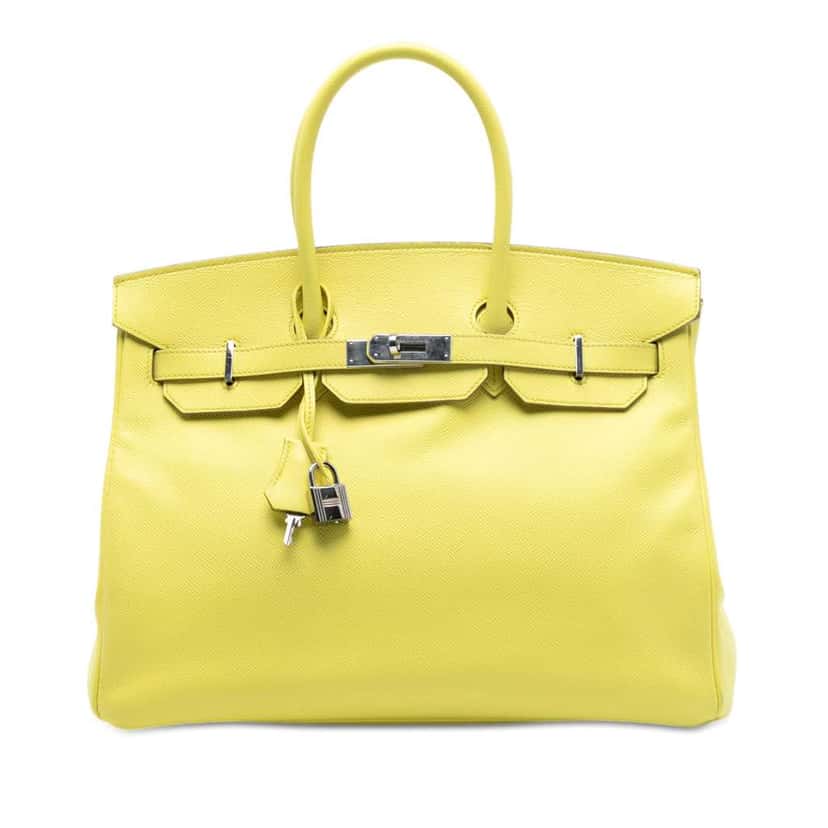 Hermès Epsom Birkin Retourne 35 Yellow Leather Good condition - Front View