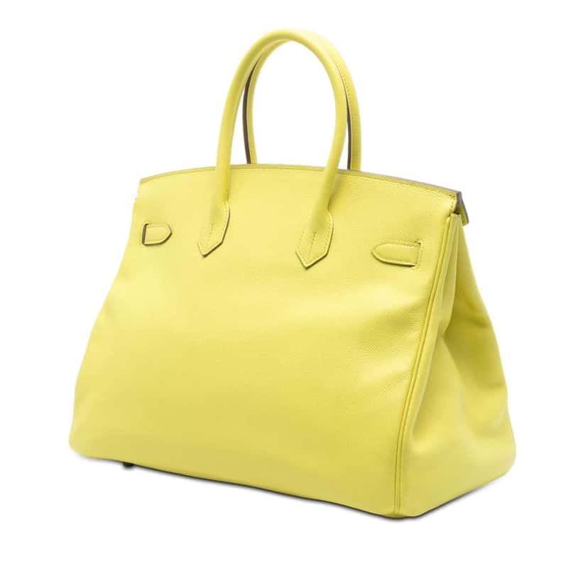 Hermès Epsom Birkin Retourne 35 Yellow Leather Good condition - Back View