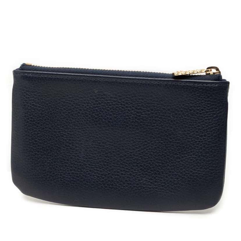Chanel Calfskin Neo Executive Coin Purse Blue Leather Good condition - Back View