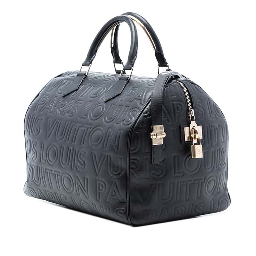 Louis Vuitton Limited Edition Paris Embossed Leather Speedy Cube 30 Black Leather Good condition - Back View