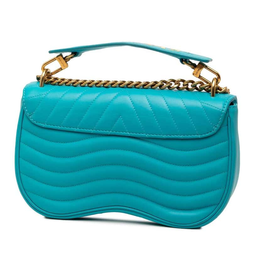 Louis Vuitton New Wave Chain Bag MM Blue Leather Very good condition - Back View