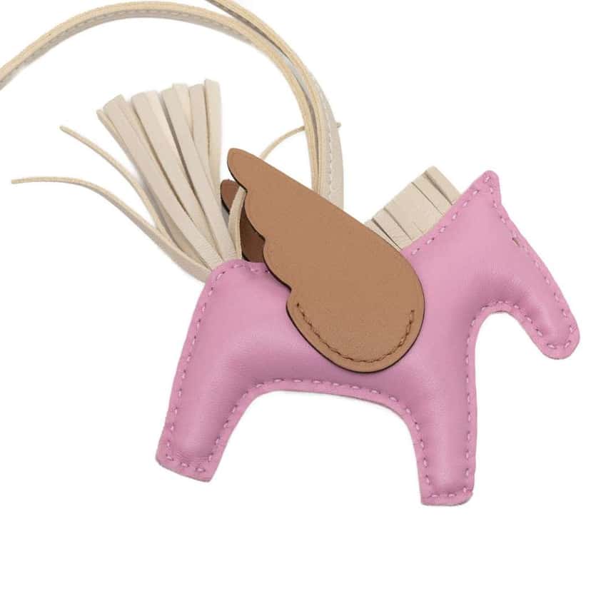Hermès Milo lambskin and Swift Calfskin Rodeo Pegase Bag Charm PM Pink Leather Good condition - Inside View